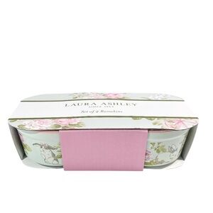 NEW Laura Ashley SPRING BUNNY & FLORAL Ramekin Set/2